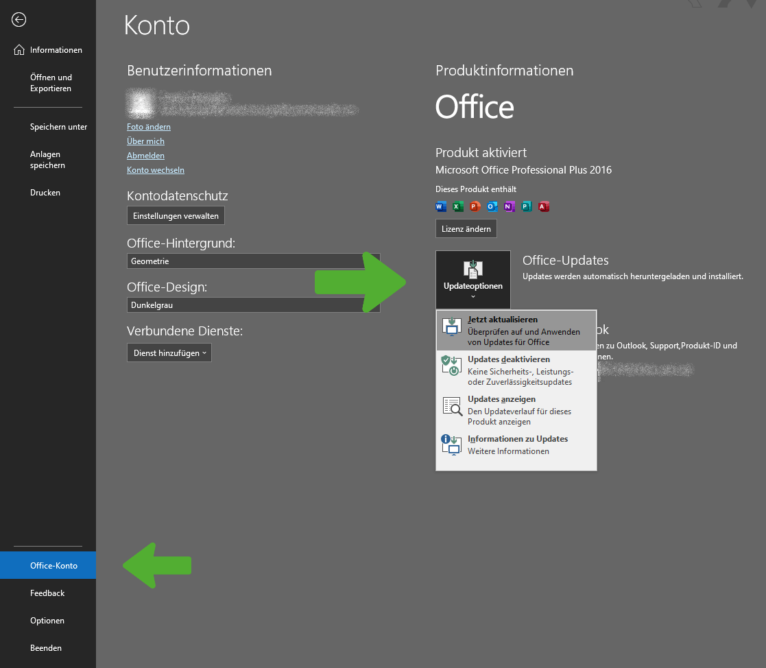 Office Update starten Office Update starten