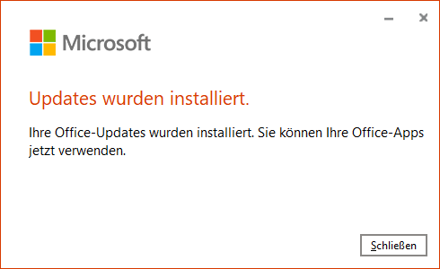 Office Update abgeschlossen