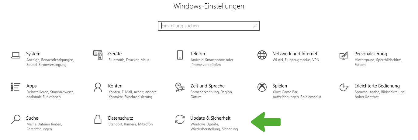 Windows Updates öffnen
