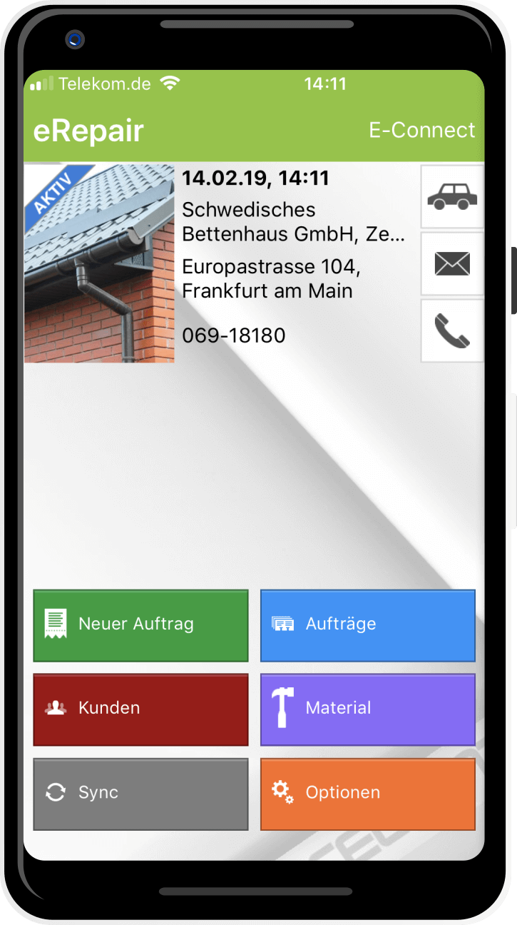 eRepair-Handwerker-App-Startseite Unsere Außendienstmitarbeiter*innen bei Ihnen vor Ort
